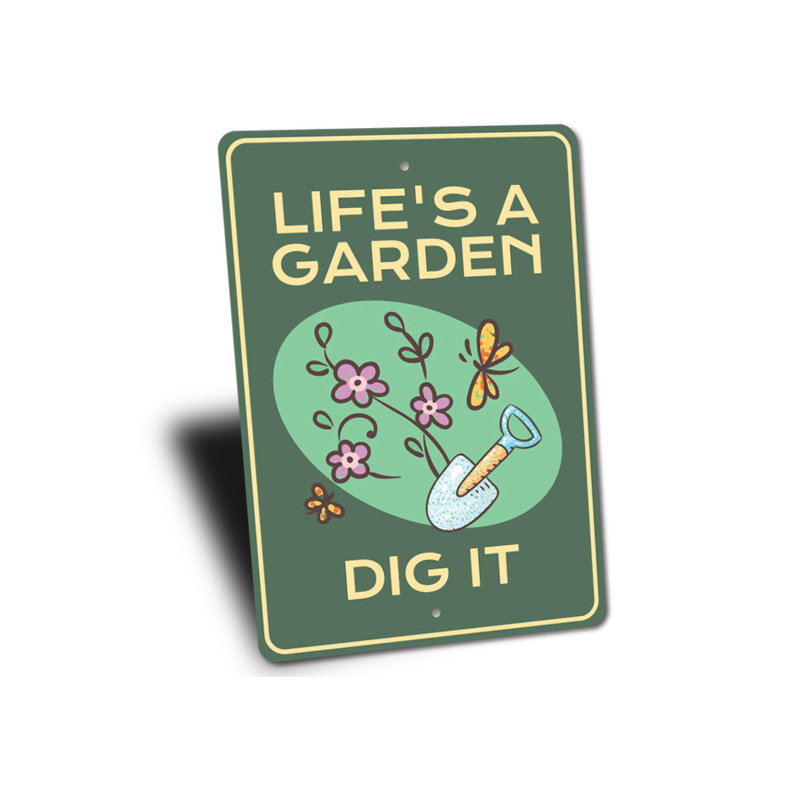 Plaque en aluminium Life's A Garden, H 14 po x l 10 po x P 0,04 po