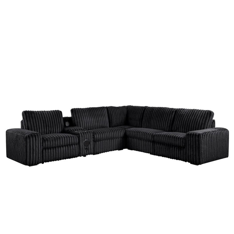 Canapé modulaire inclinable électrique Amelya Onyx, Onyx