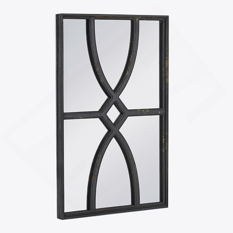 Miroir mural rectangulaire en bois avec cadre noir antique pour le salon