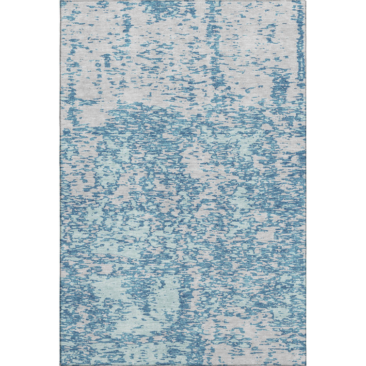 Premium Machine Washable Prisco Teal Rug