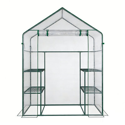 Clear PE Cover Garden Grow House with Green Powder-Coated Steel Frame