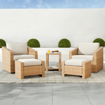Tiaka 2 - Person Outdoor Swivel Outdoor Seating Group with Ottomans