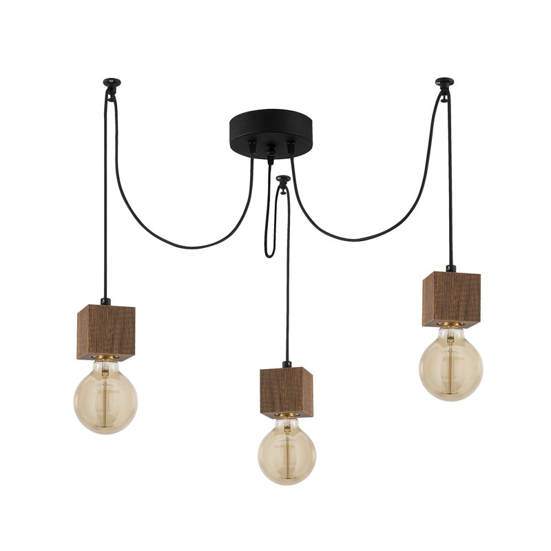 Luminaire suspendu à 3 lumières Hendrick, Noir / brun foncé