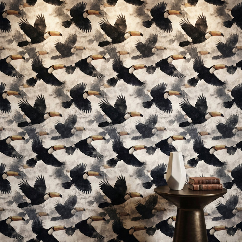 Toucans, papier peint abstrait à motif d'oiseaux, Non-collé