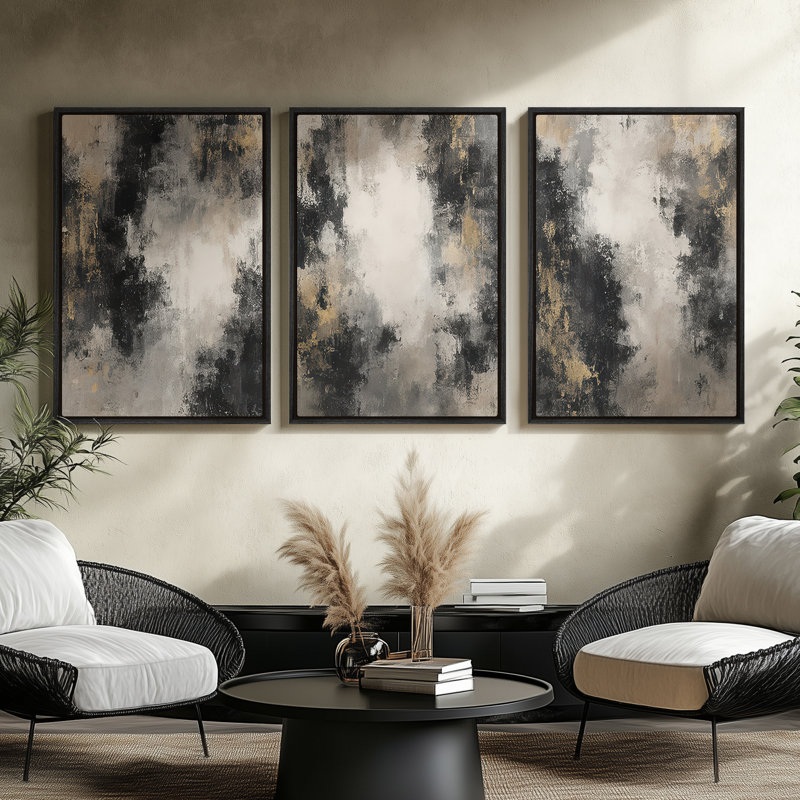 Art mural encadré sur toile, rétro muraux abstraits pour chambre à coucher, H 24 po x l 16 po, Noir