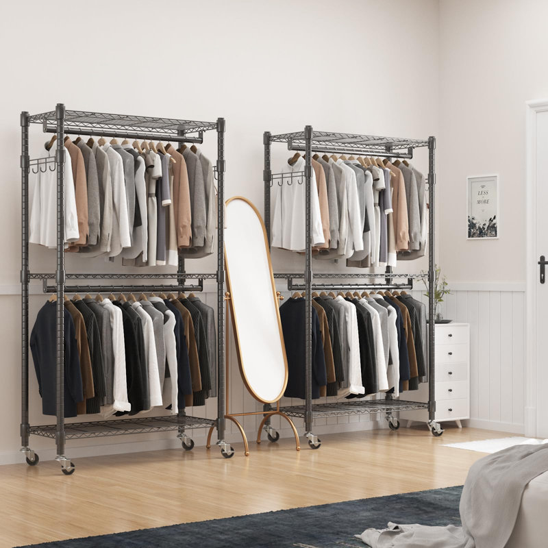 35.5'' Carbon Steel Rolling Clothing Rack
