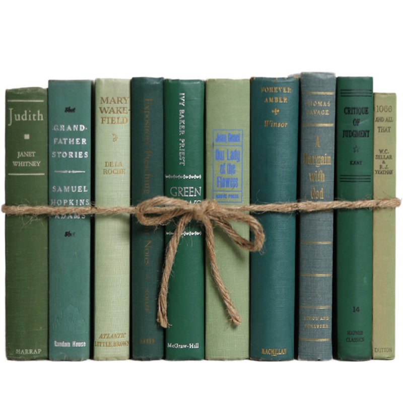 Livres décoratifs - Ensemble de livres en buis rétro - 1 pied de livres verts