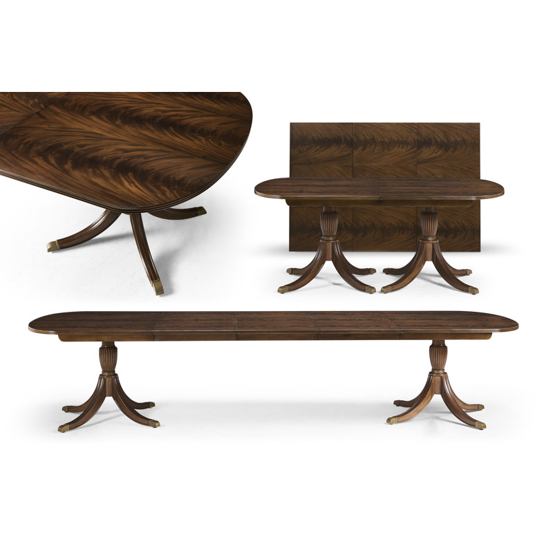 Traditional 12 Foot Double Pedestal Mahogany Dining Table For Seating 14 People