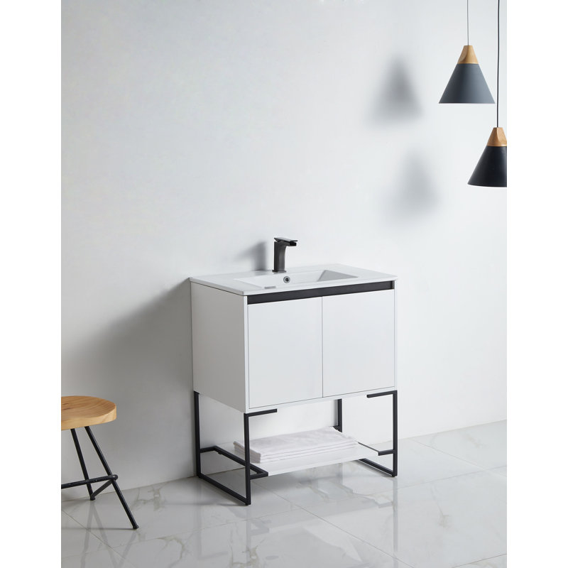 Ensemble de meuble-lavabo simple 30 po Fiquett, Blanc