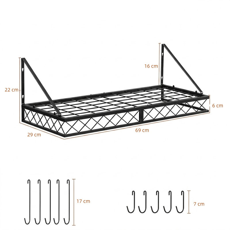 Iron Rectangle Wall Mounted Pot Rack