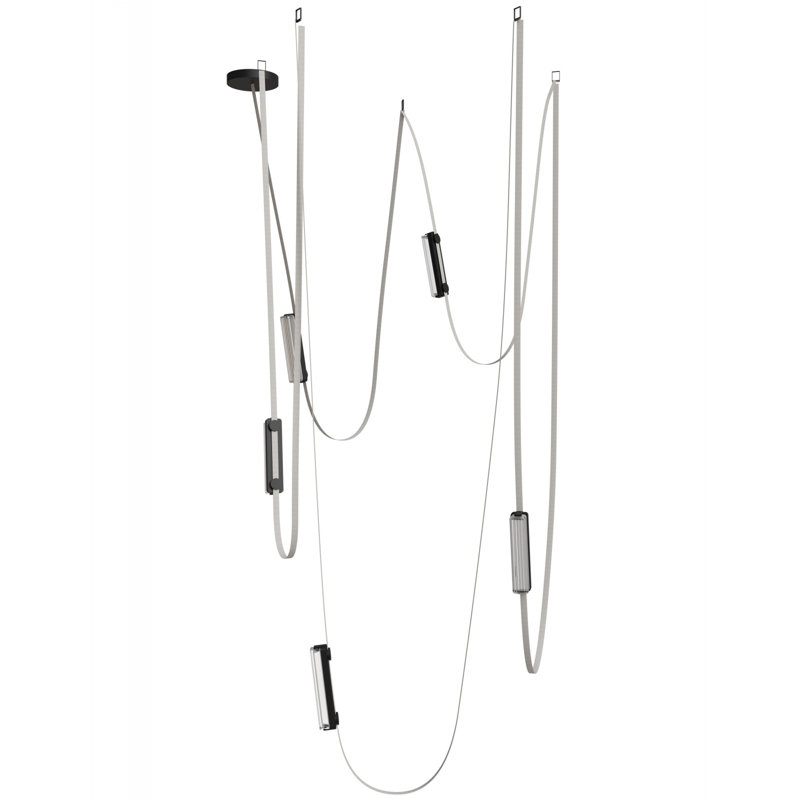  Fremont ​belt 7-light 826"l Pendant In Ivory/clear Ribbed Glass Bars, 5 Lights, Ivory, 551" H