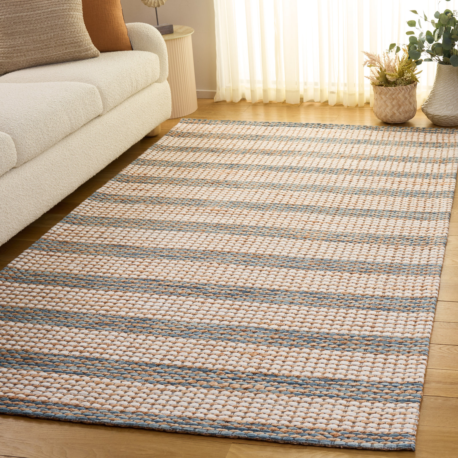 Hand-Tufted Striped Jute Wool Rug, 5'-0" X 8'-0" Rectangle