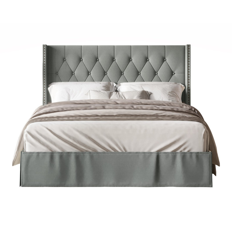 Bellamy Tufted Upholstered Platform Bed, Gray, Full / Double