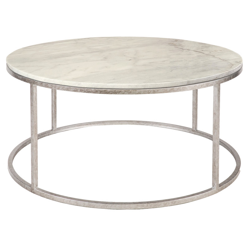 Paris Frame 1 Coffee Table, Carrera Marble, Royal Silver