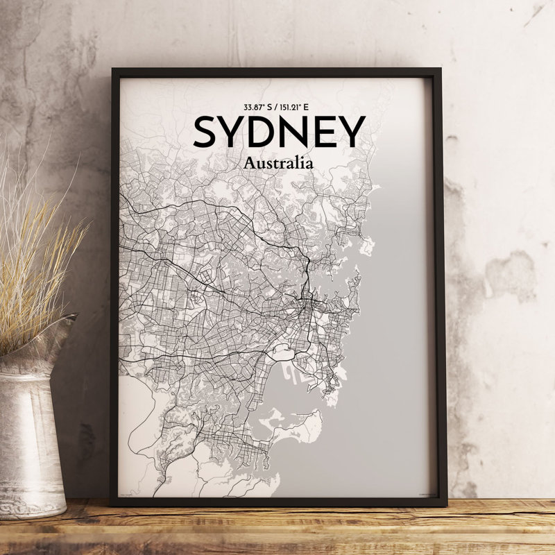Sydney City Map - No Frame Print, 91.4cm H x 61cm W x 0.13cm D