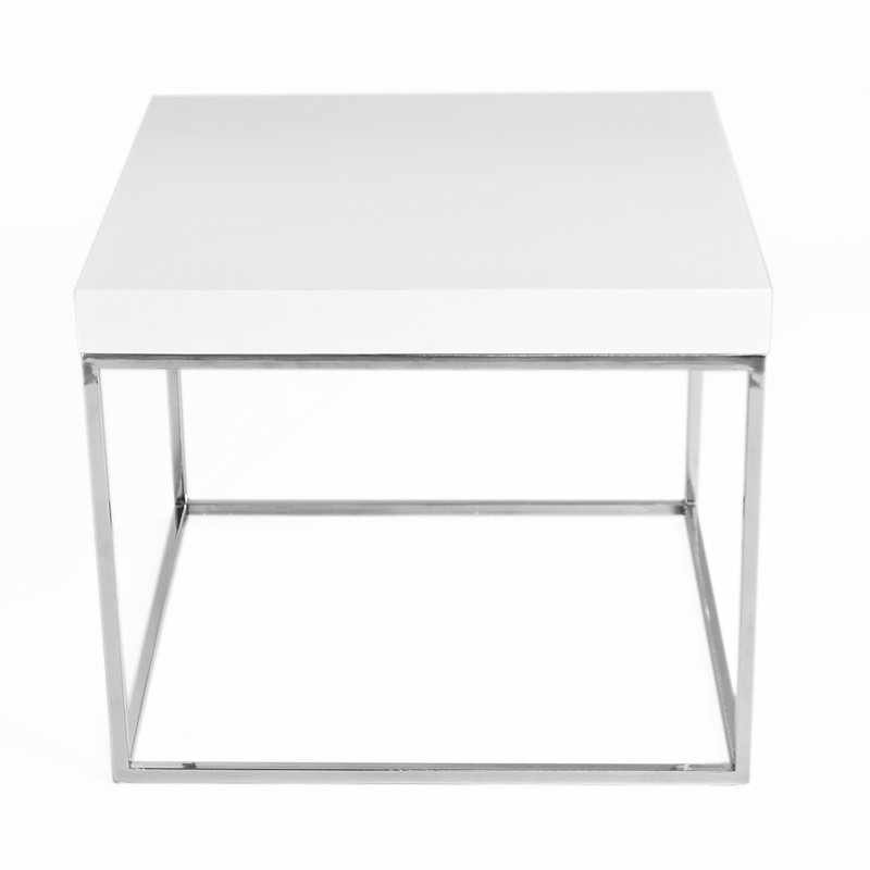 Fred Frame End Table- Modern Square Accent End Table - Glossy End Table - for Living Room, Bedroo, or Office - White Square Side Table