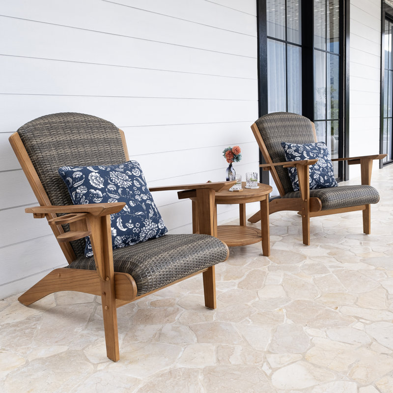 Bristol 2 - Person Teak Outdoor Seating Group Free Patio Cover, 3 Pcs: 2 Chairs, Table
