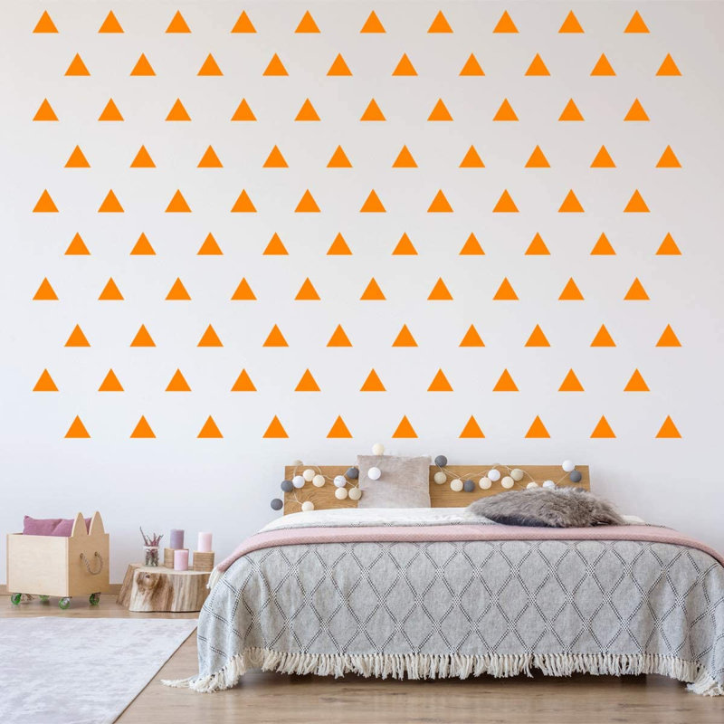 Décalcomanie murale triangles, H 1,75 po x l 2 po x p 0,5 po, Orange
