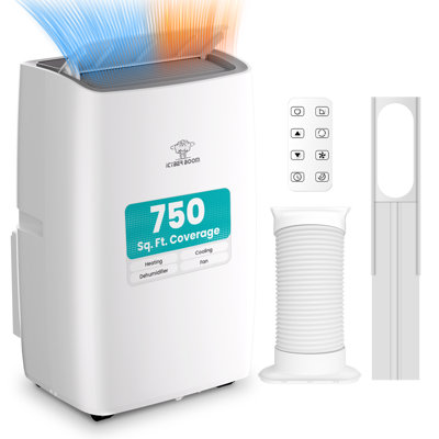 12,000 BTU Portable Air Conditioner With Heater, 4-In-1 AC Unit With Dehumidifier, Sleep Mode, And 3 Fan Speeds - Cools & Heats Up To 750 Sq. Ft.