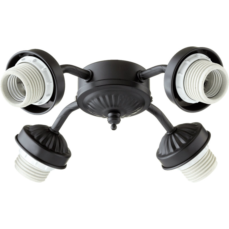 Ventilateur de plafond 4 lumières, Fluorescent, Noir mat