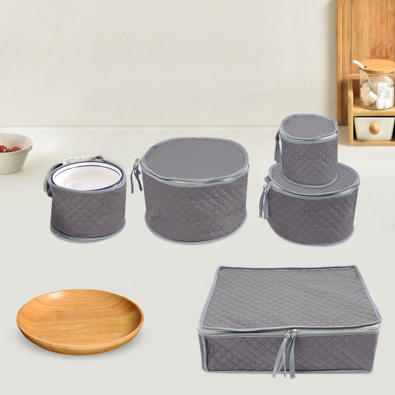 Ensemble de rangement pour vaisselle 5 pièces, Gris