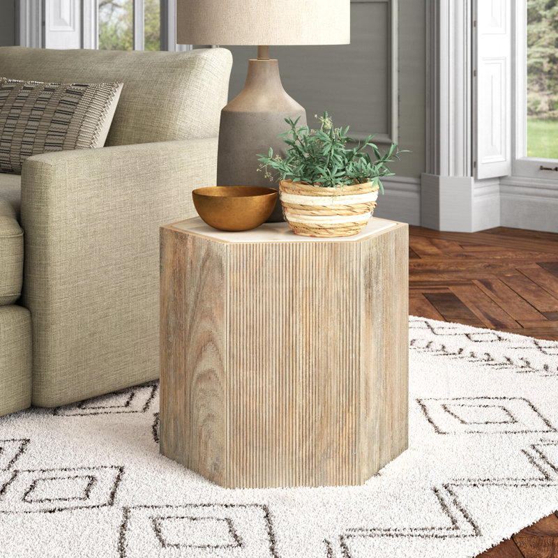 Tiney Marble Top End Table, 18" H x 20" W x 17" D