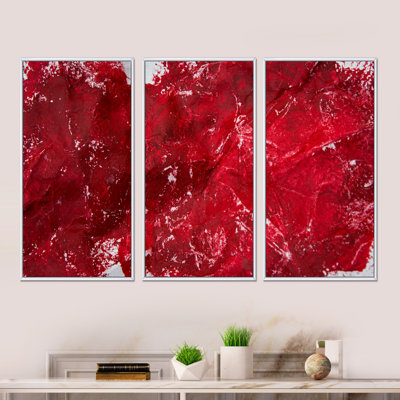 Texture abstraite rouge - peinture sur toile flottante 3 pièces