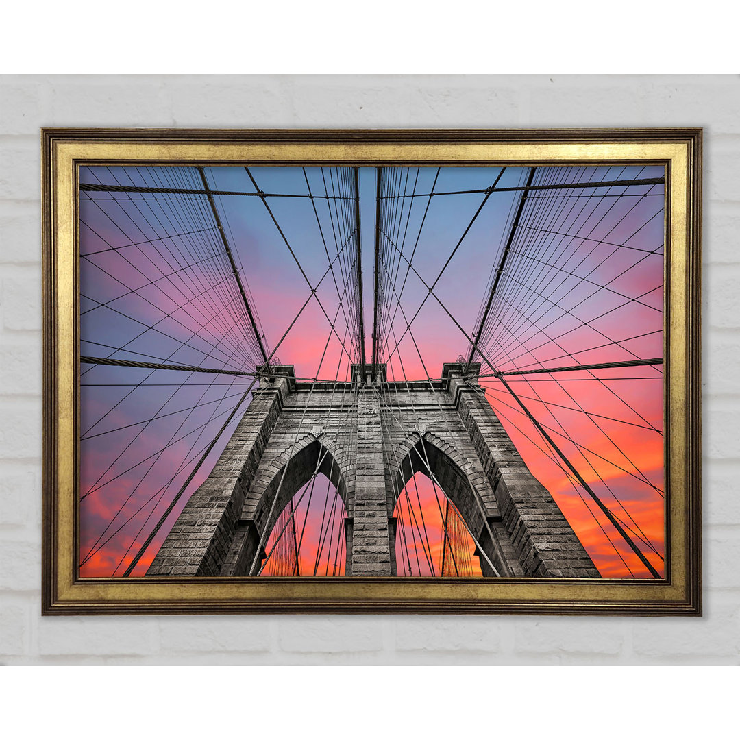 Feuerhimmel über der Brooklyn Bridge - Druck