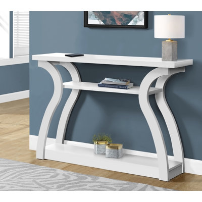 Table d'appoint, console, vestibule, étroit, canapé, stratifié blanc, contemporain, moderne