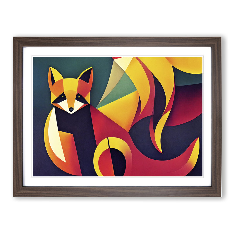Fox Deco - Single Picture Frame Print, 46cm H x 64cm W x 2cm D, Walnut