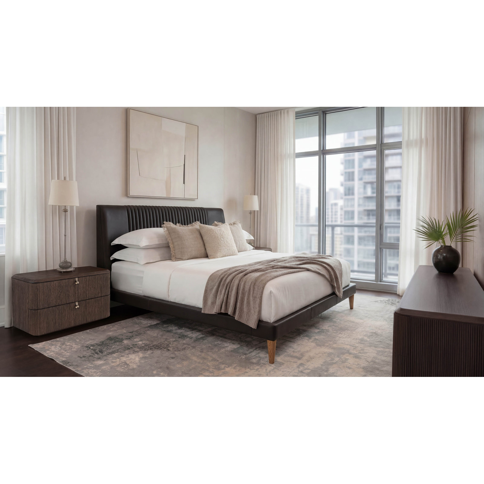 Upholstered Bed, Gray, Queen