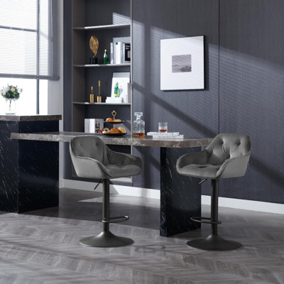 Novi Swivel Upholstered Adjustable Height Counter Stool with Metal Frame
