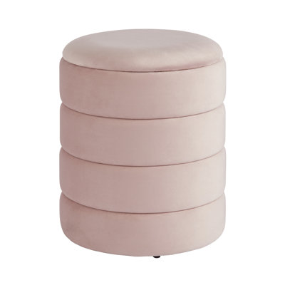 36 cm W Velvet Round Pouffe with Storage
