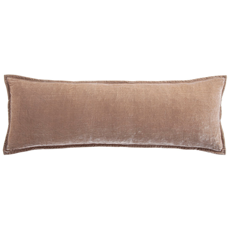 Stella Solid Faux Silk Velvet Romantic Western 14x42 inch Long Lumbar Pillow, Dusty Rose