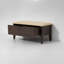 Banc Oslo en chêne blanc américain 35 po – Espresso, cuir beige