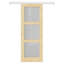 Porte de grange en verre givré massif 3-Lite avec trousse de quincaillerie d'installation pour rail caché-114224215