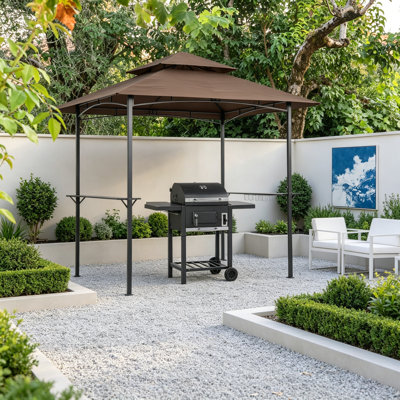 8X5ft Grill Gazebo Replacement Canopy,Double Tiered BBQ Tent Roof Top Cover