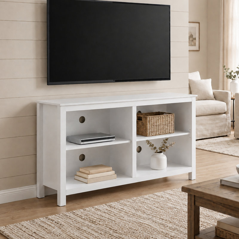 Biruta TV Stand for TVs up to 65" with Shelves, White