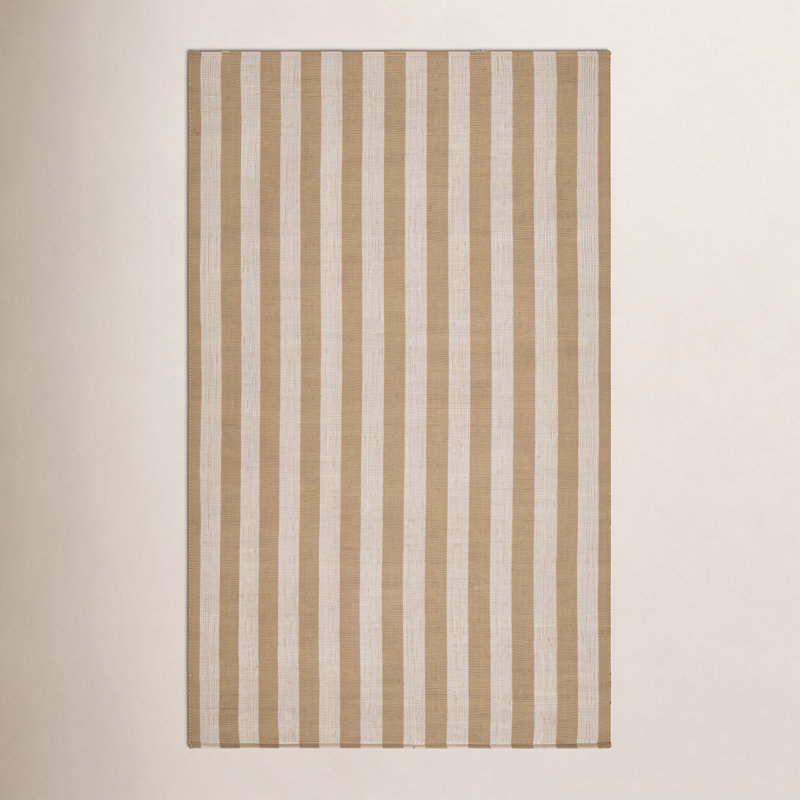 Jeanette Bram Handmade Indoor / Outdoor Performance Rug, Rectangle 5' x 8', Tan