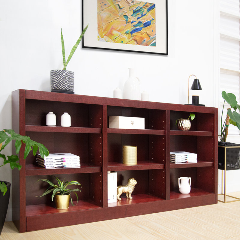 Orient Triple Wide Wood Bookcase, 9 Bookshelf, 36 inch Tall Storage and Display Bookshelf for Home Office and Living Room