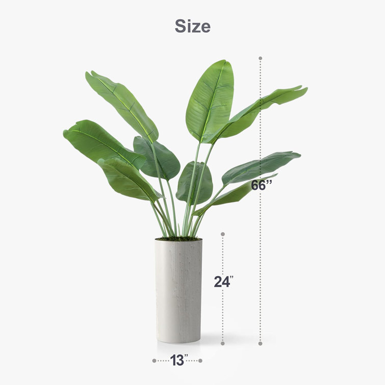 SIGNLEADER 66'' Faux Banana Leaf Plant in Planter - Wayfair Canada