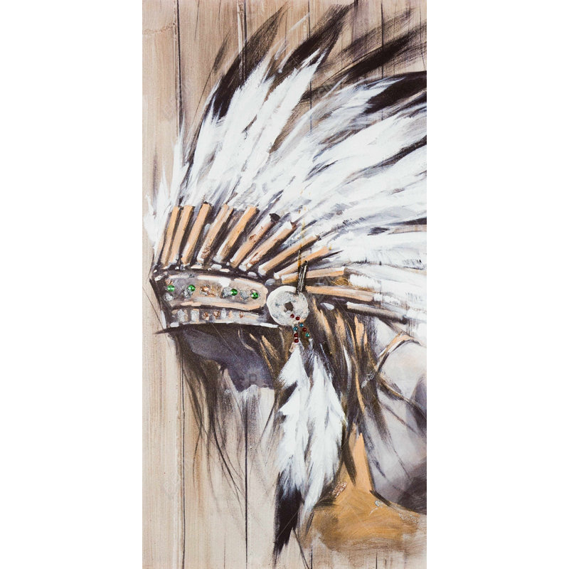 Indian with feathers - 15.75"x31.50" Desk mat