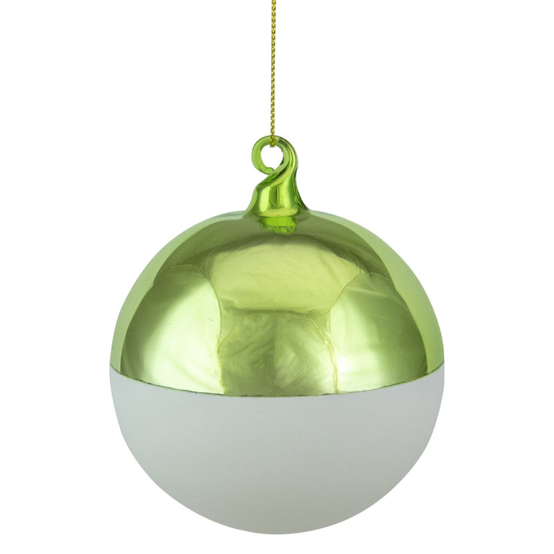 Ornement boule de Noël en verre blanc mat 3,5 "3,5", Vert