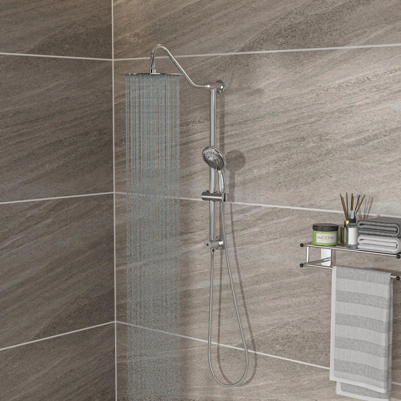 10-inch shower system with 5-function handheld showerhead, Brushed Nickel