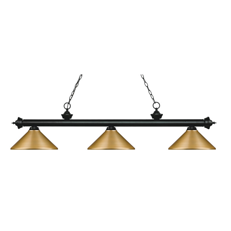 Chevelle 3 - Light Pool Table Lights Pendant, Brushed Nickel, 13.5" H x 57.25" W x 14.25" D, Matte Black