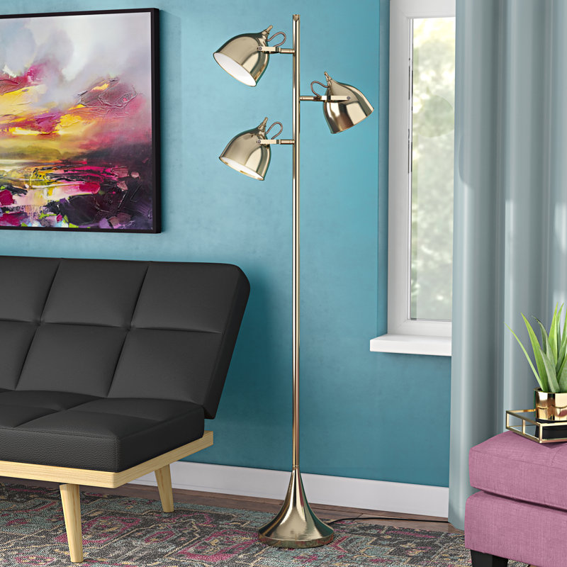 64'' Tree Floor Lamp, Antique Satin Brass