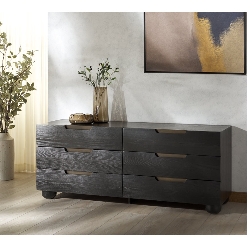 Ernest Beethoven Wood 6 Drawer Dresser, Black
