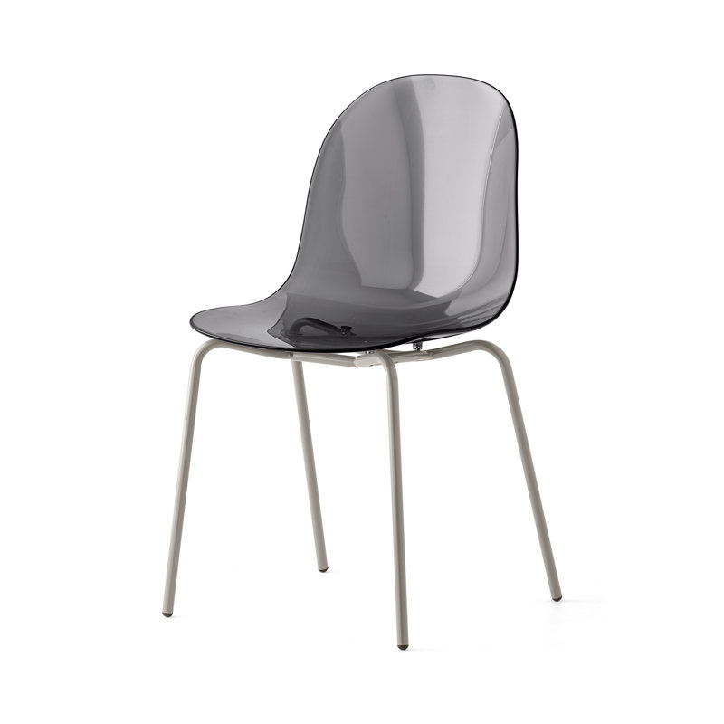 Academy Armless Chair with Metal Frame, Transparent Smoke Gray/matte Taupe