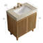 Meuble-lavabo simple LULA de 76 cm (30 po) d'aspect bois avec comptoir en pierre frittée couleur crème veinée or-136845789