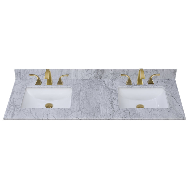 Meuble-lavabo double 60 po en marbre Carrara